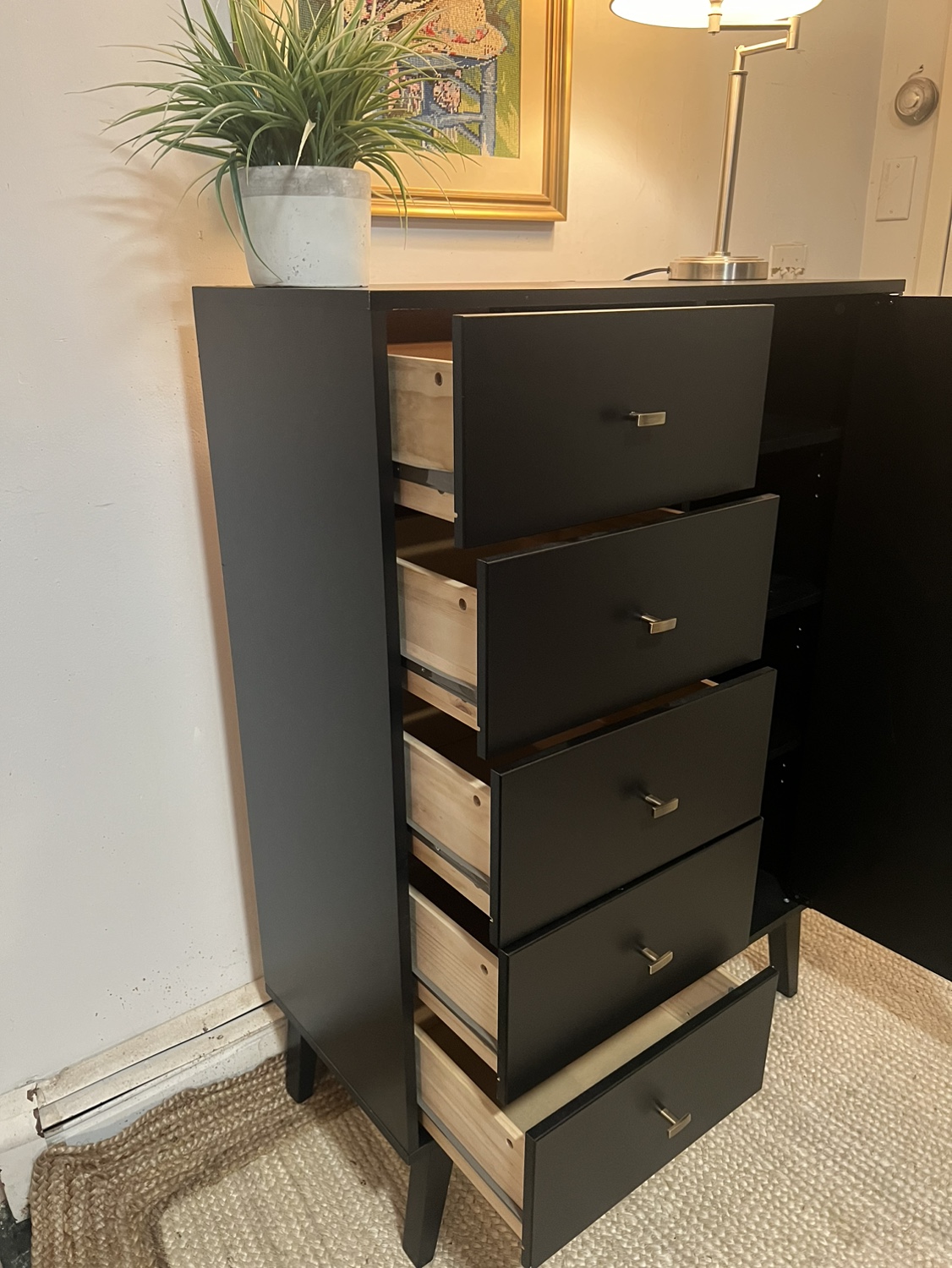 Art Deco 5 Drawers + 4 Shelves Cabinet Dresser - Delivery Extra - photo 4