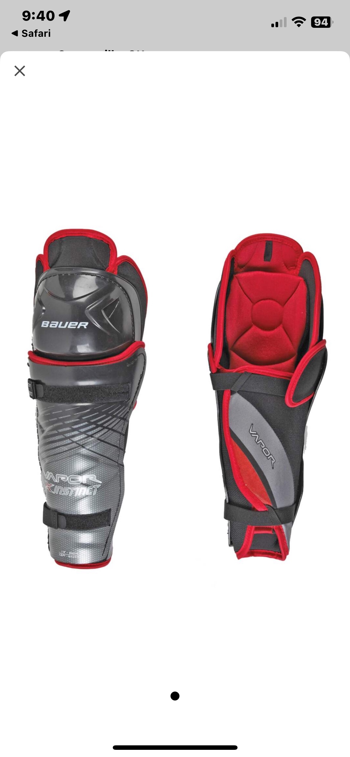 NEW W TAGS-Sr. 15” Bauer-Vapour       Instinct Shin Pads
