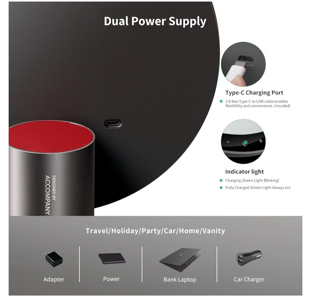 Brand New Amiro Mirror 9" Lighted Makeup Smart Rechargeable image indicator(3)