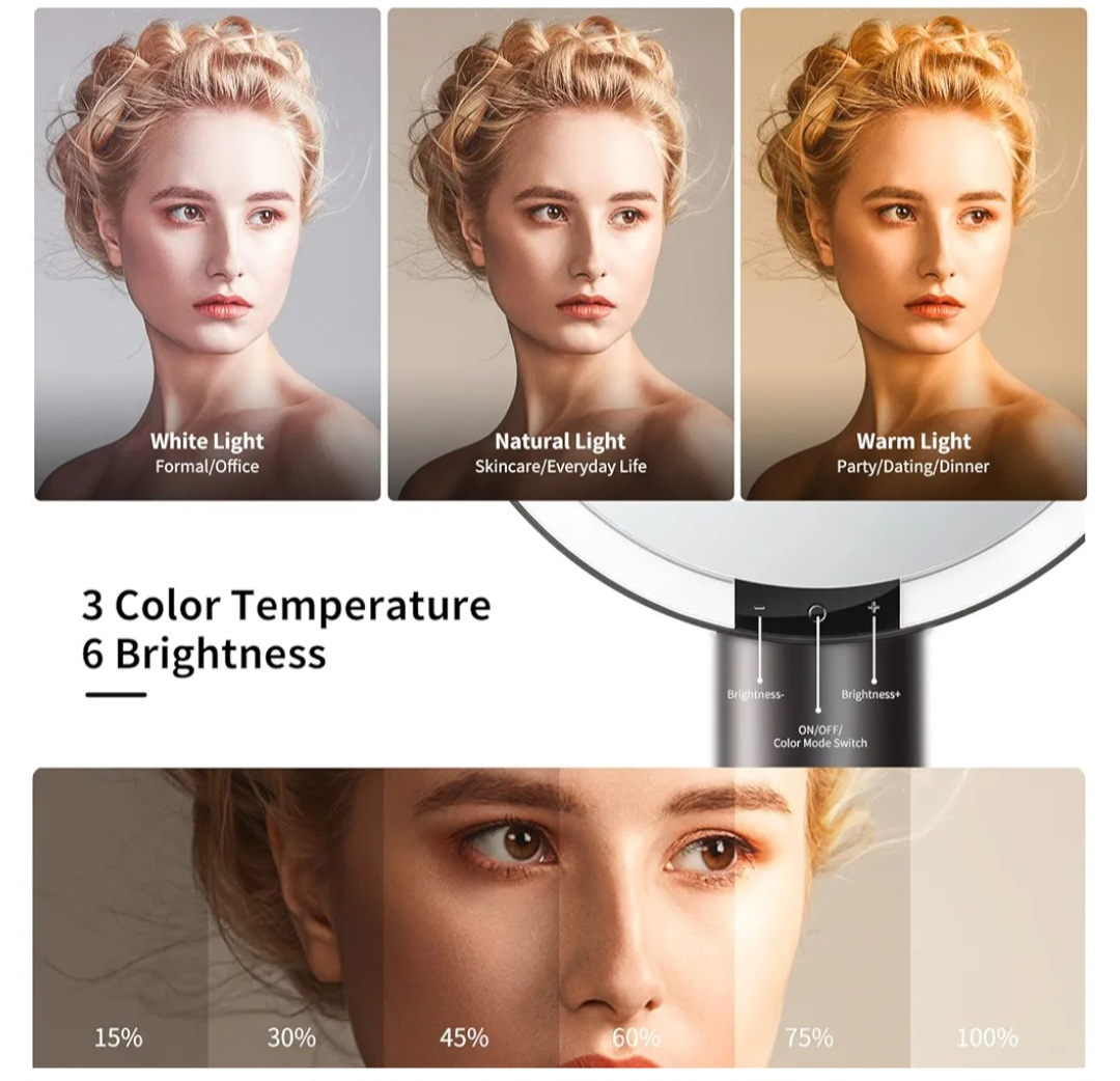 Brand New Amiro Mirror 9" Lighted Makeup Smart Rechargeable image indicator(5)