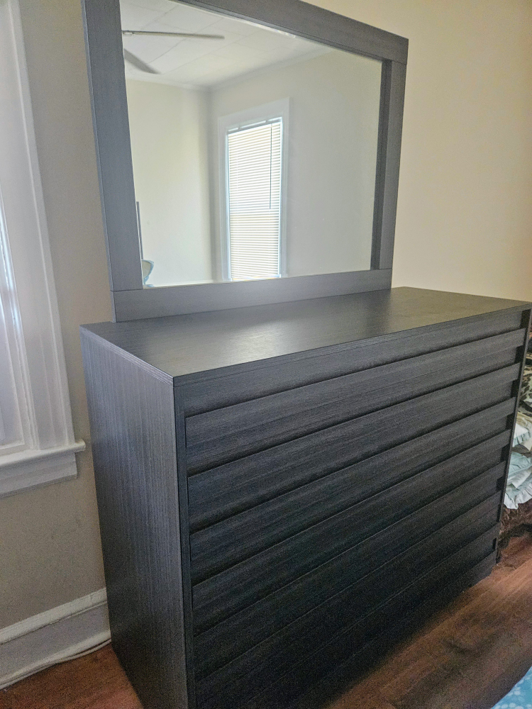 King sized headboard, dresser, mirror