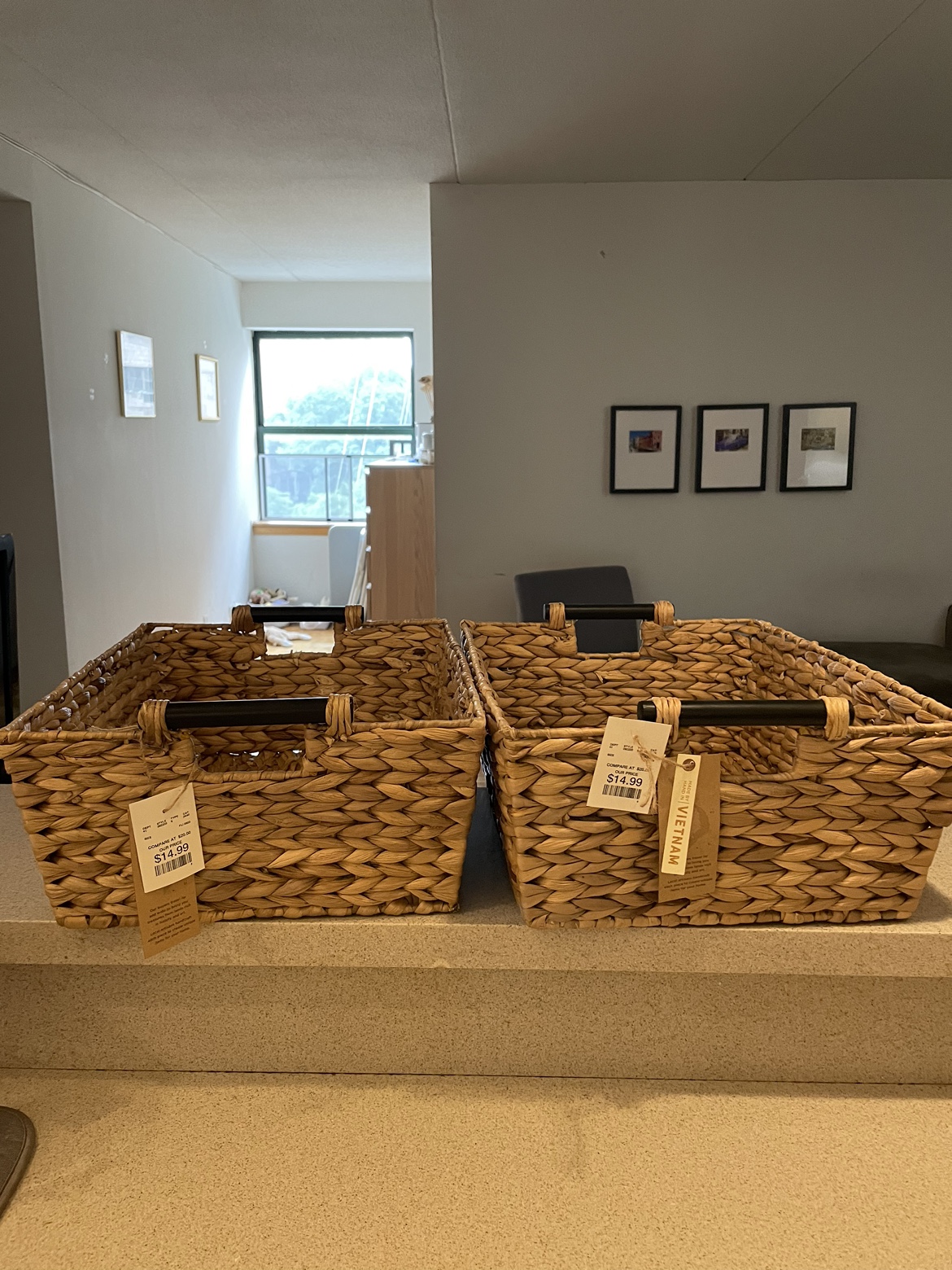 Home goods wicker storage bins with tags!