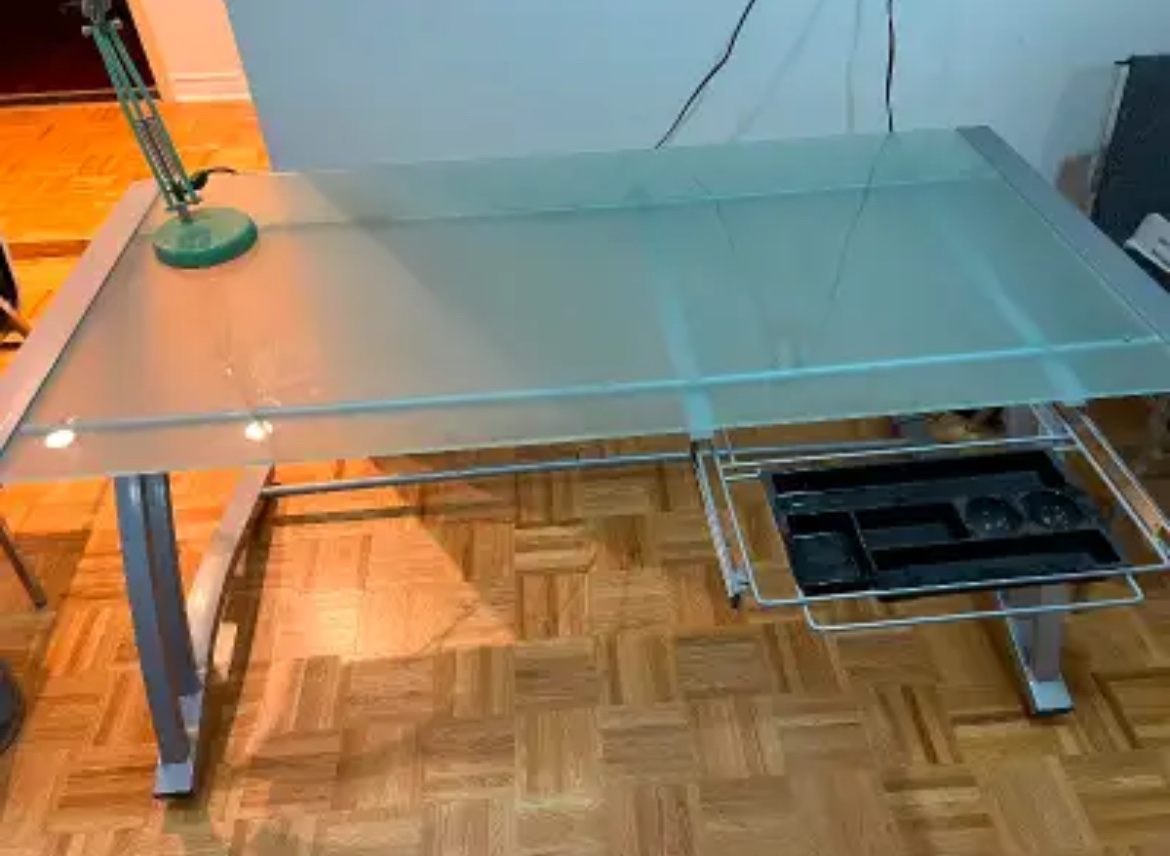 Glass Desk with Metal Frame thumbnail