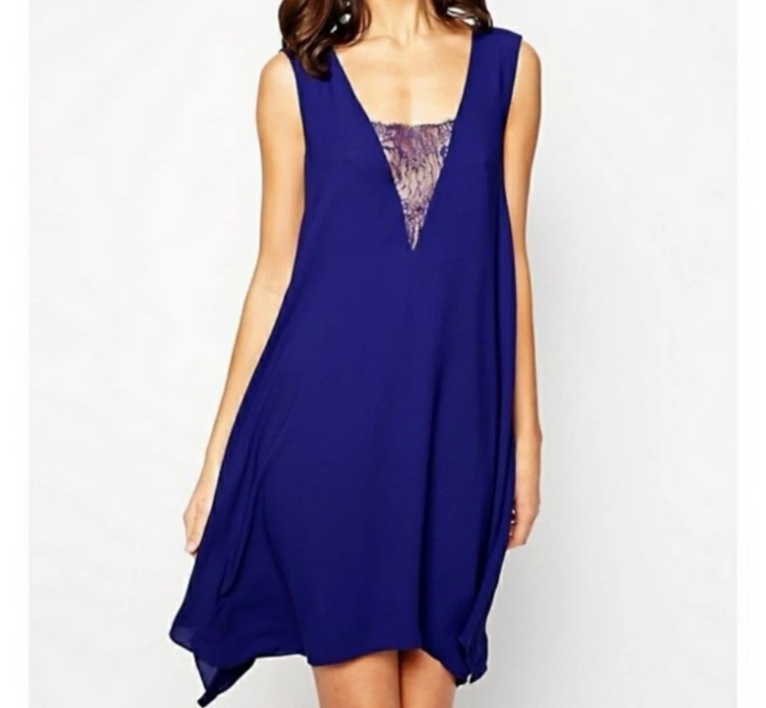 BCBG maxazria large navy blue dress thumbnail