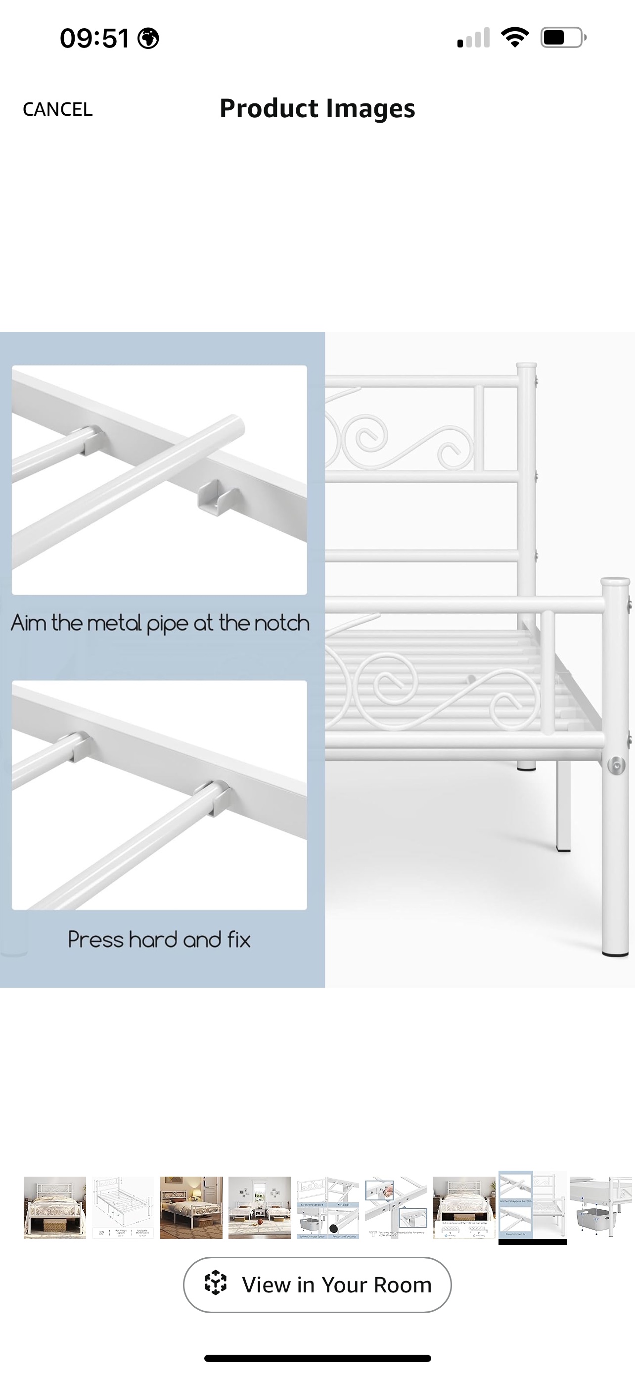 Ikea Yaheetech Metal Bed Twin Size  +  morgedal foam - photo 5