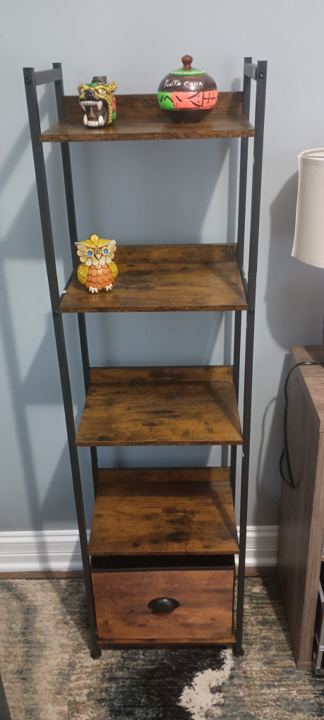 5 Tier Bookshelf with Shelf Storage Organizer, Brown Rustic - photo 5