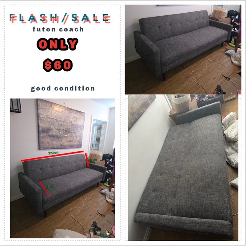 MOVING SALE! Grey Futon Sofa Bed thumbnail