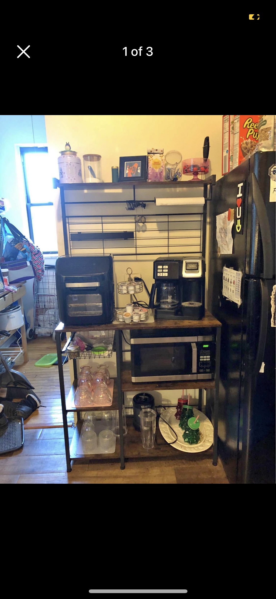 Bakers Rack with Magnetic Knife Holder, Paper Towel Holder