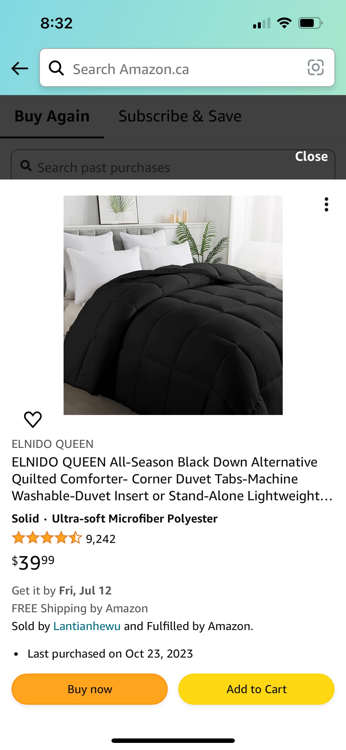 New Black comforter