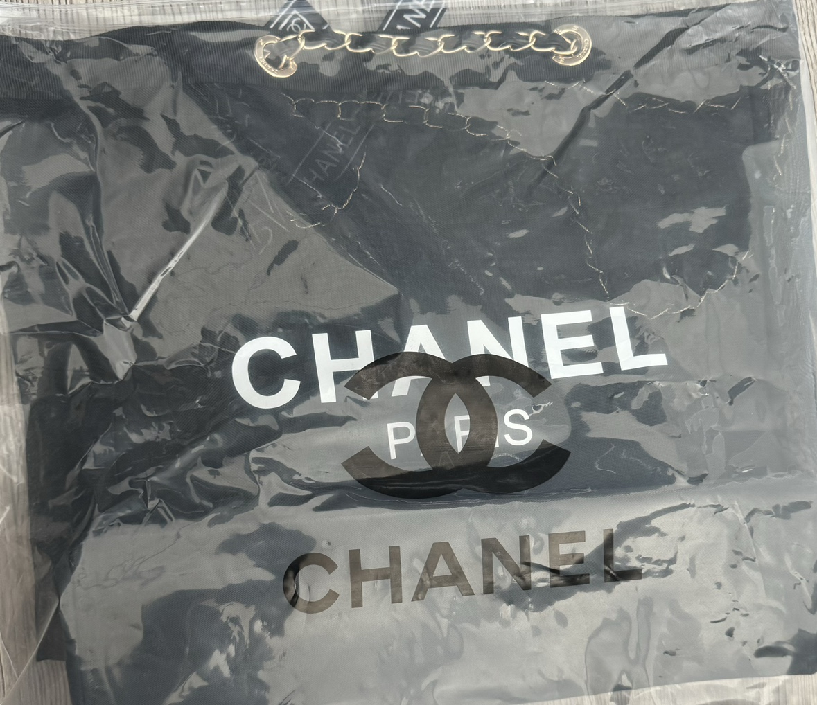 Chanel Beauty VIP Black Mesh Tote Bag & Cosmetic Pouch image indicator(9)