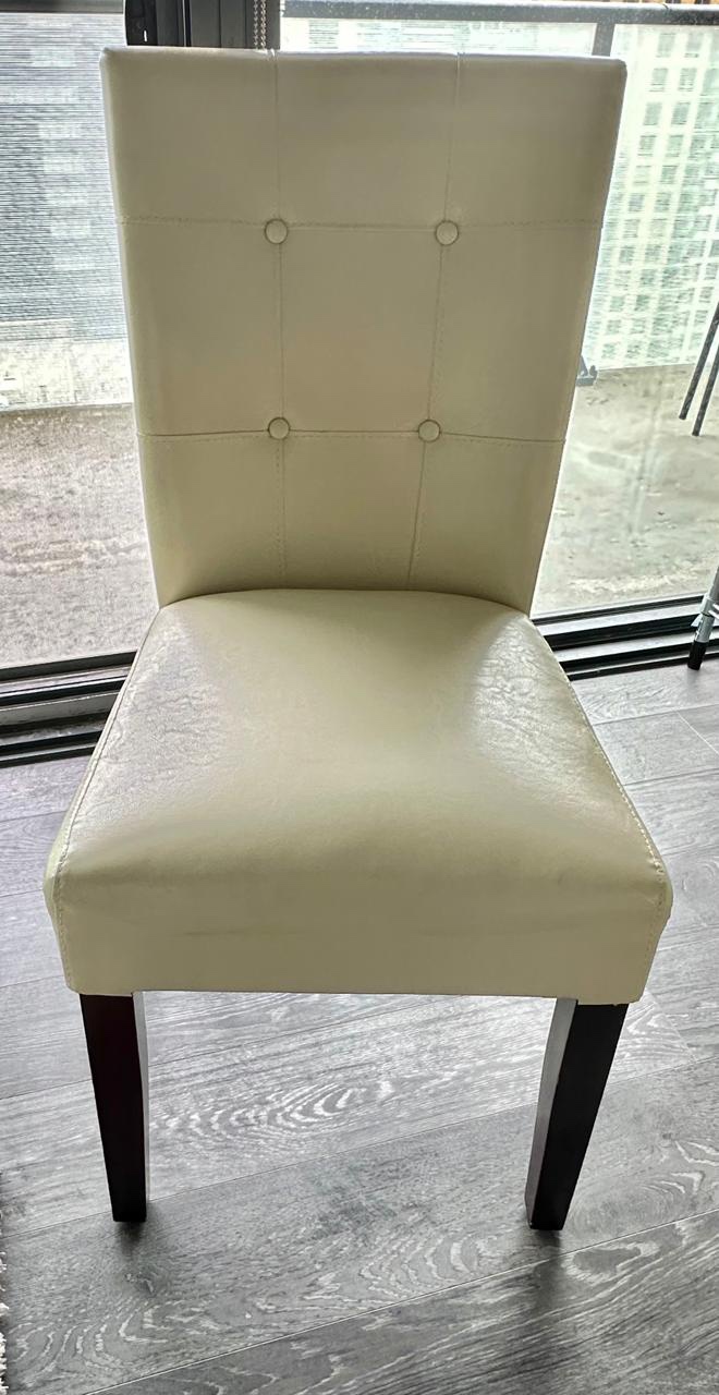 4 off white leather dining chairs - photo 5