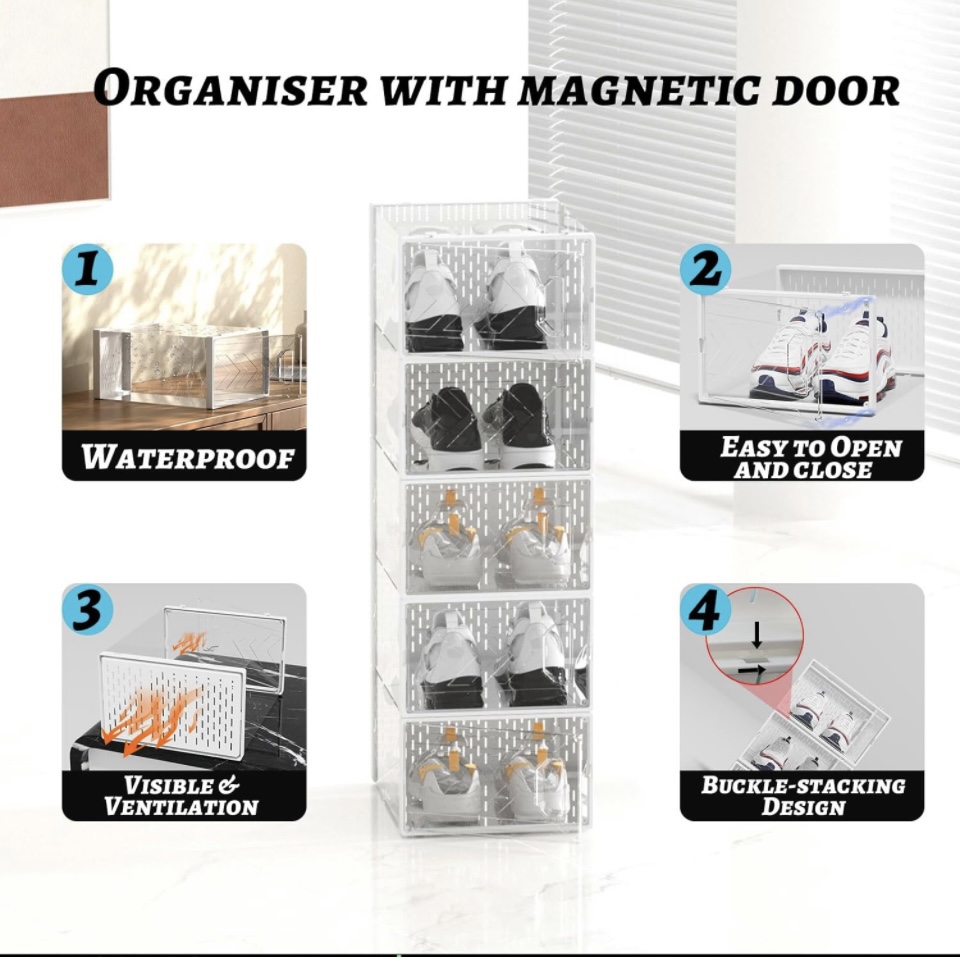 Larger Shoe Storage Boxes Organizers for Closet 9 Pack, image indicator(3)