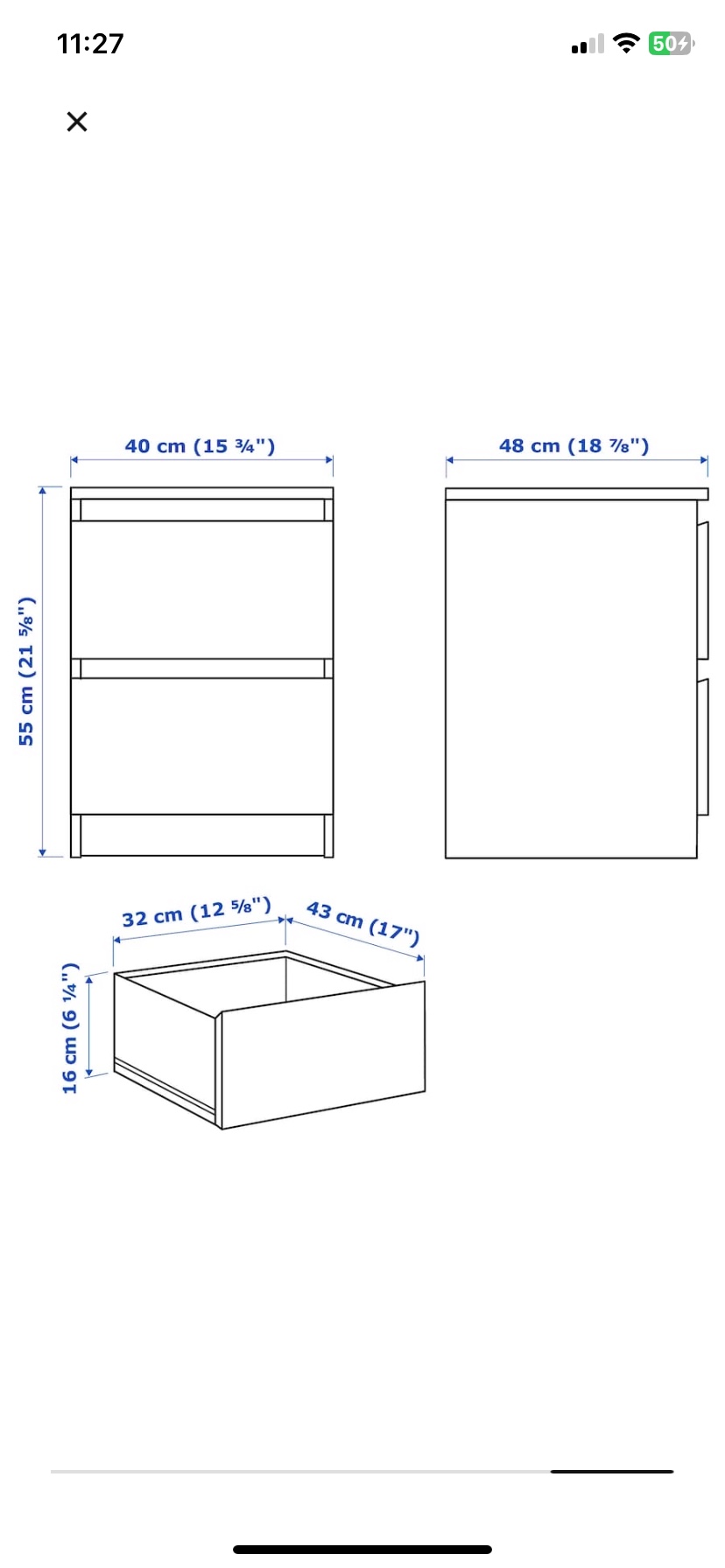 Excellent condition- IKEA MALM 2 Drawer chest - Move out sale image indicator(3)