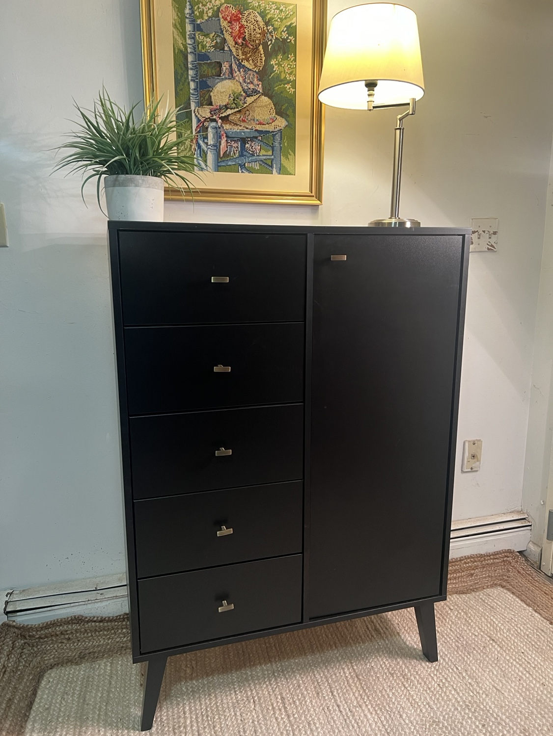 Art Deco 5 Drawers + 4 Shelves Cabinet Dresser - Delivery Extra