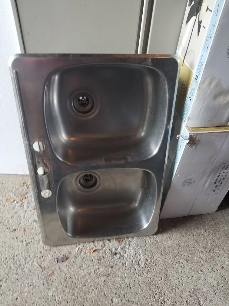 double sink, fans & steel toed boots