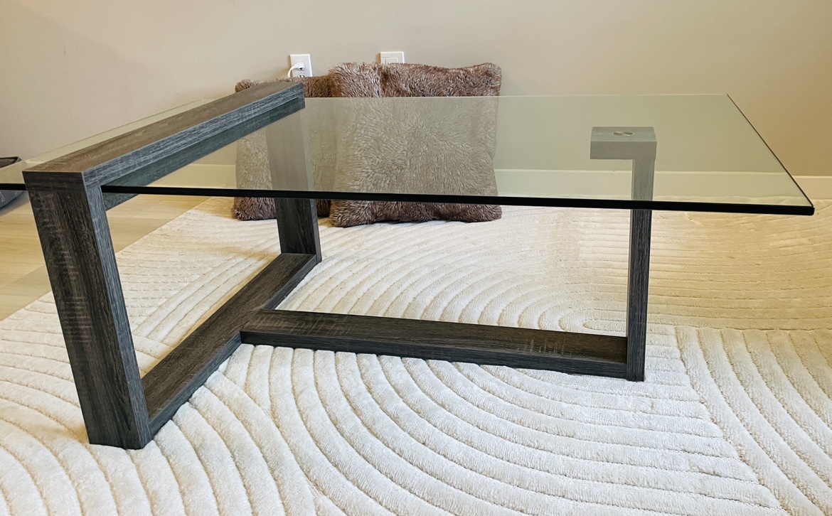 Coffee Table / Glass Top Coffee Table - Distressed Grey - photo 4
