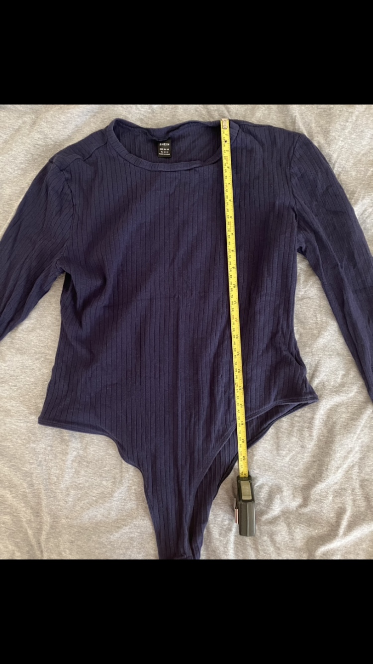 Women’s Shein Navy Blue Cotton Long Sleeved Bodysuit Size XL💙👚 image indicator(3)