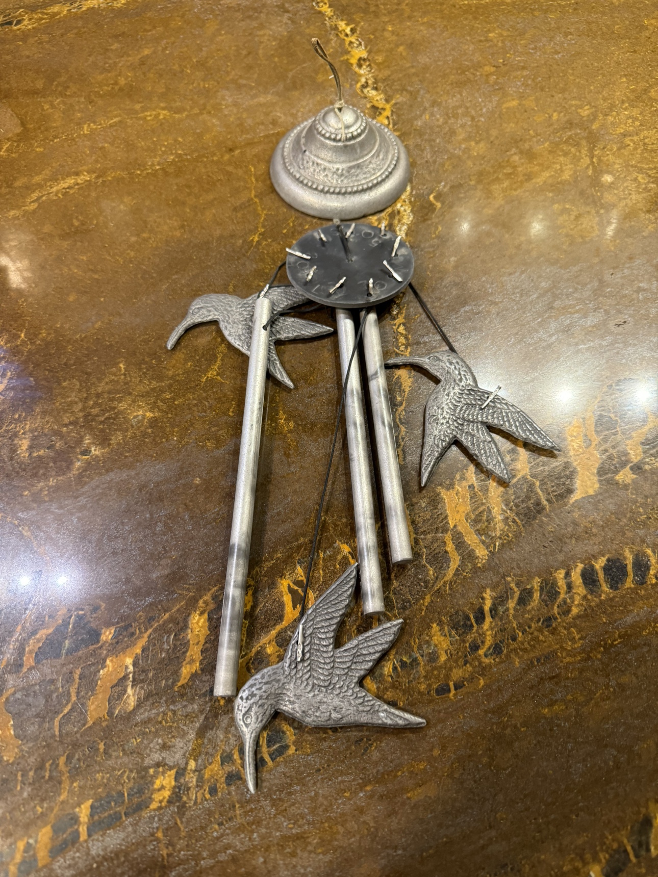 Vintage Carson Statesmetal Wind Chimes 6 Piece 1996 Hummingbirds - photo 2