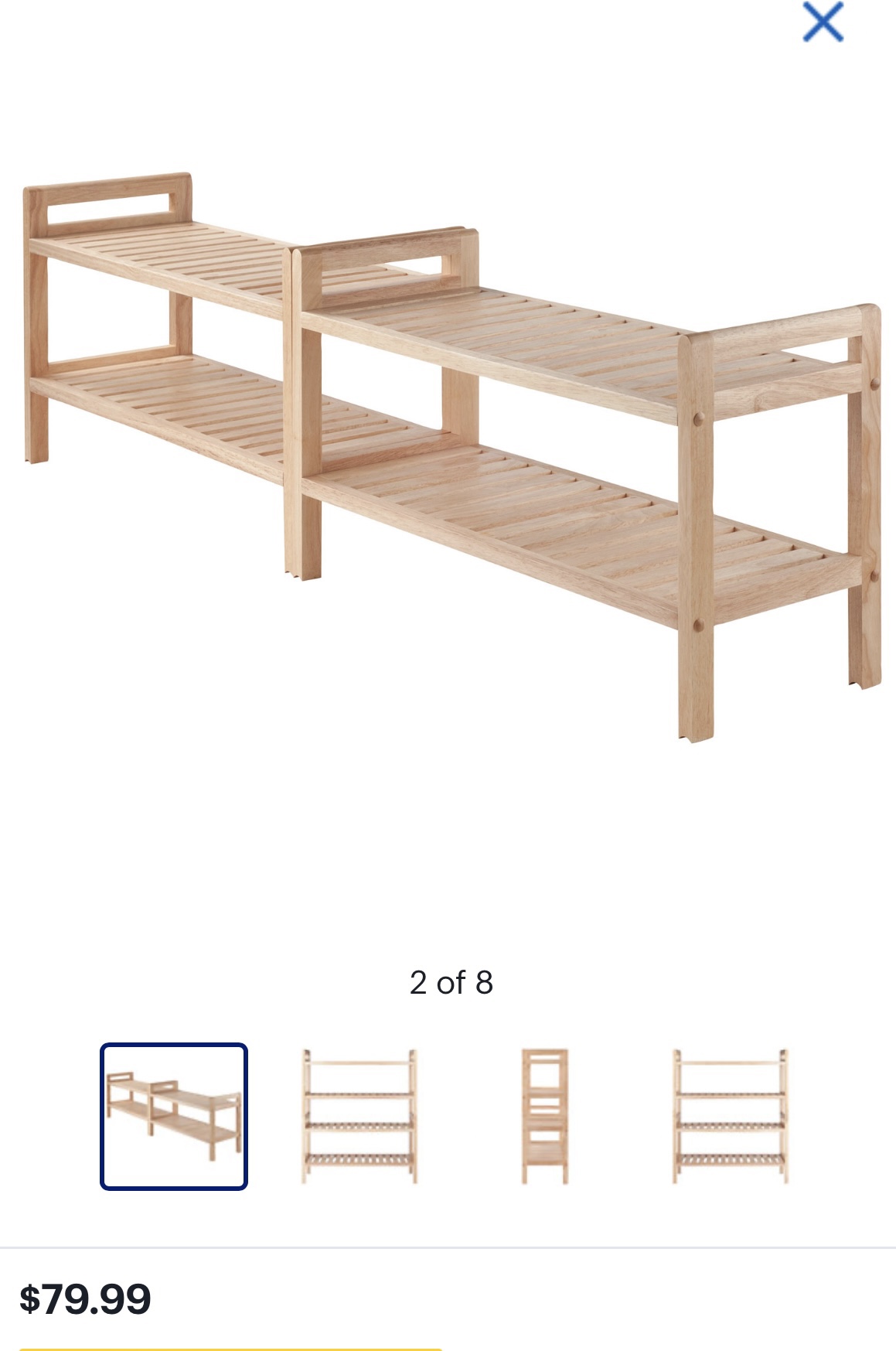 2 piece solid wood stackable shoe rack - photo 3