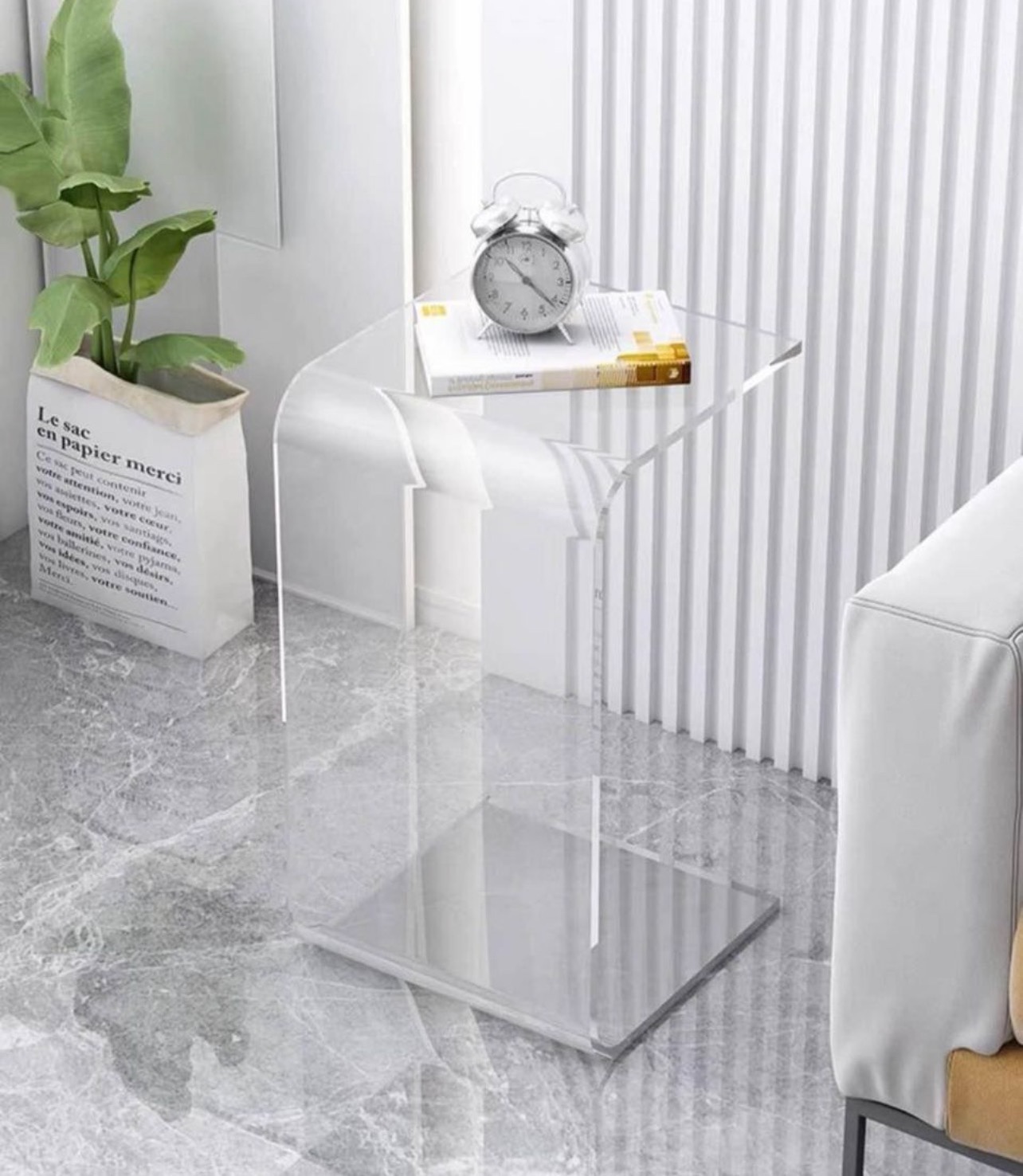 Acrylic Coffee Table, C-Shaped Clear Acrylic End Table - photo 2