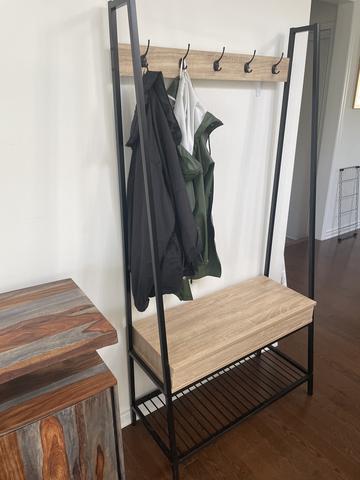 5-Hook Entryway Coat/Shoe Rack w/bench - photo 2