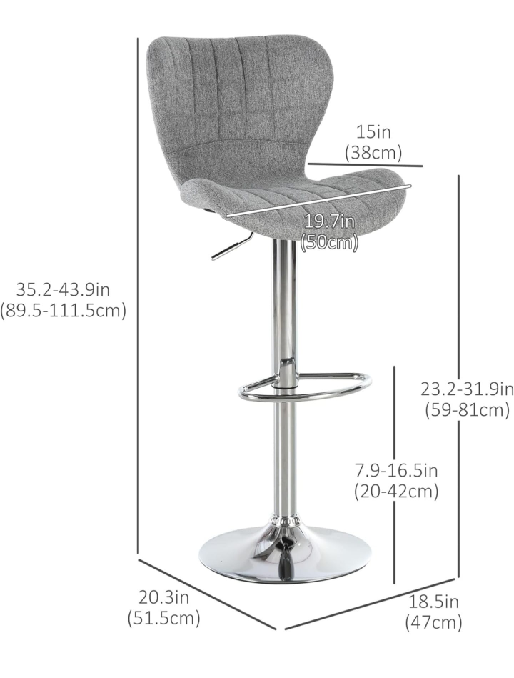 Swivel Bar Stools - set of 2 - grey - photo 4