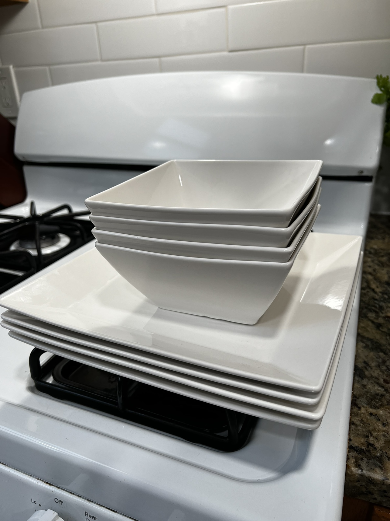 Italian White Glass Plates