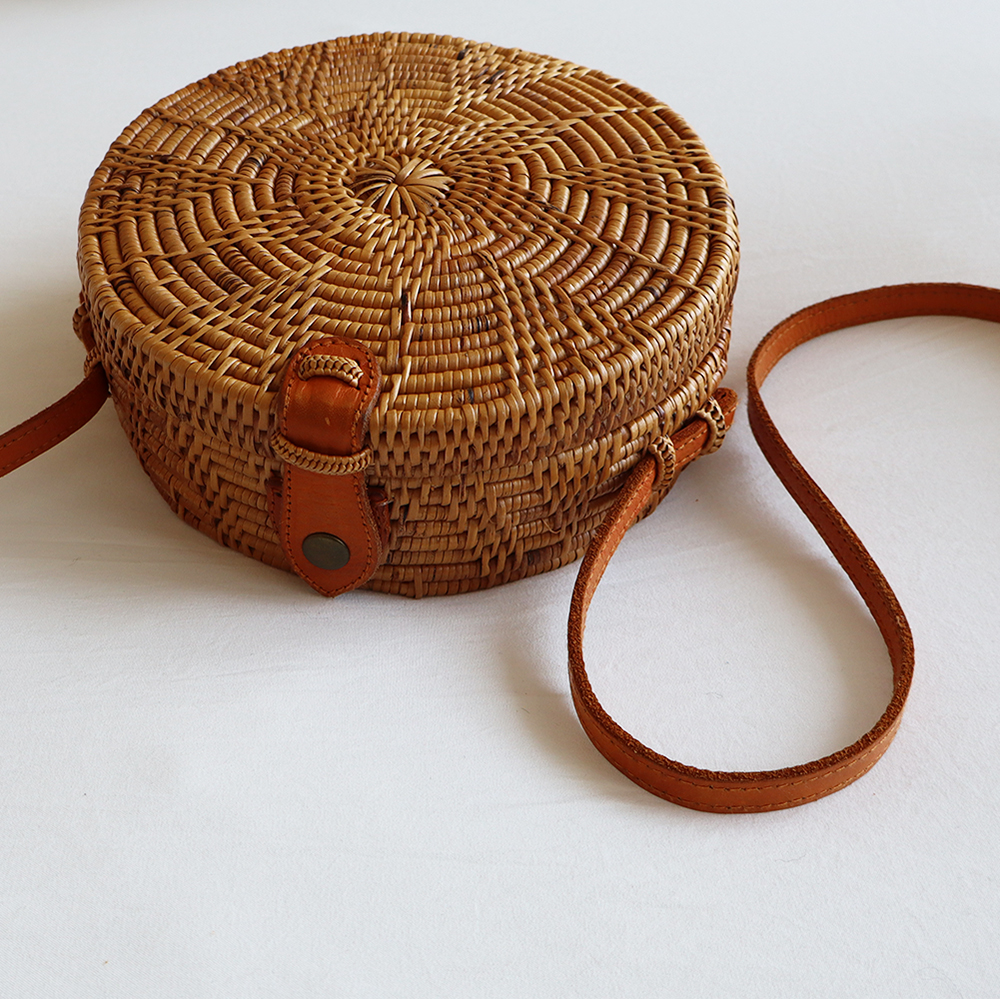 Handwoven Round Rattan Shoulder Bag - photo 4