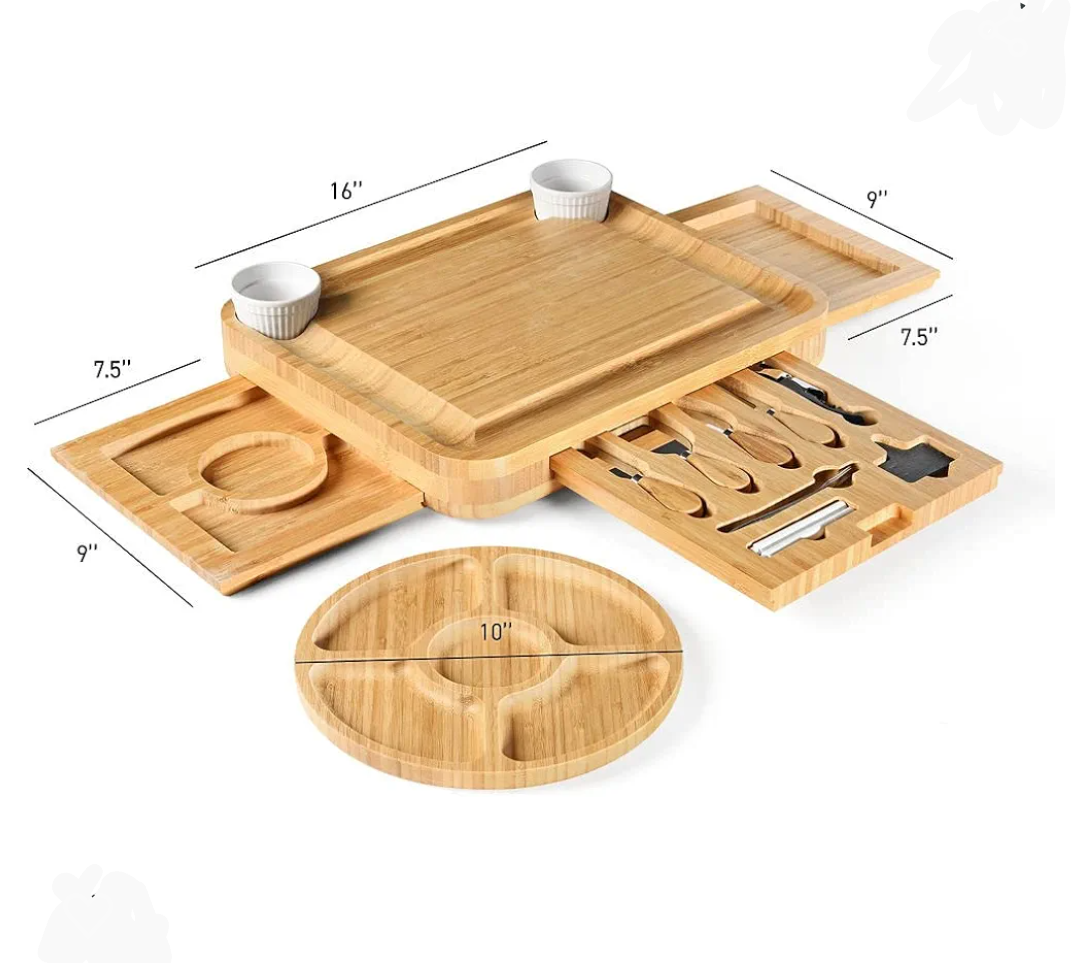 Bamboo Cheese Board & Serving Platter Set - photo 3