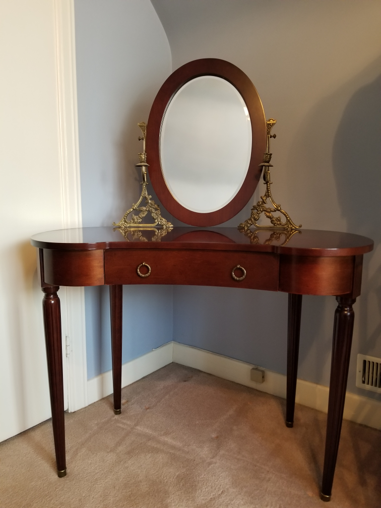 Pier1 Vanity with tapestry stool