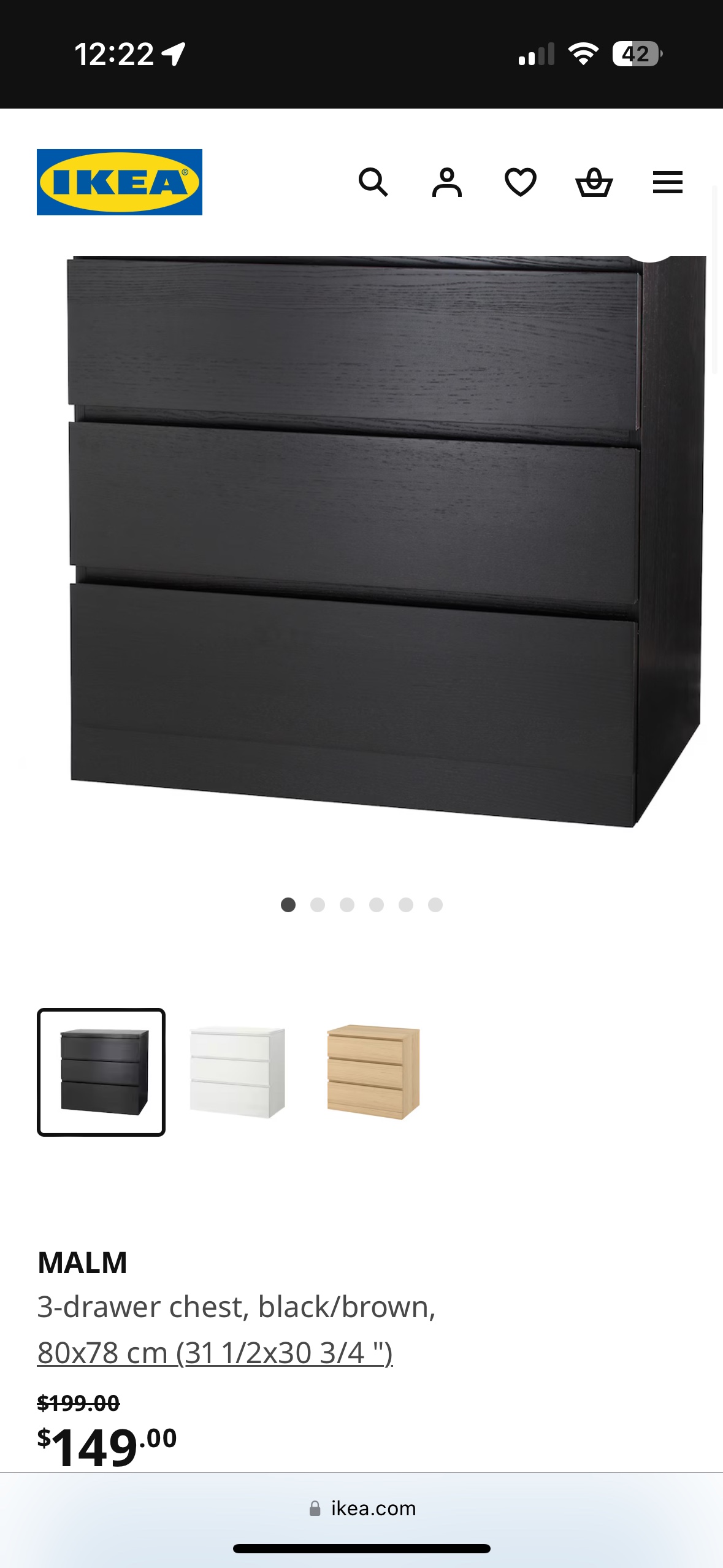 3-Drawer Dressers x2 in Black thumbnail
