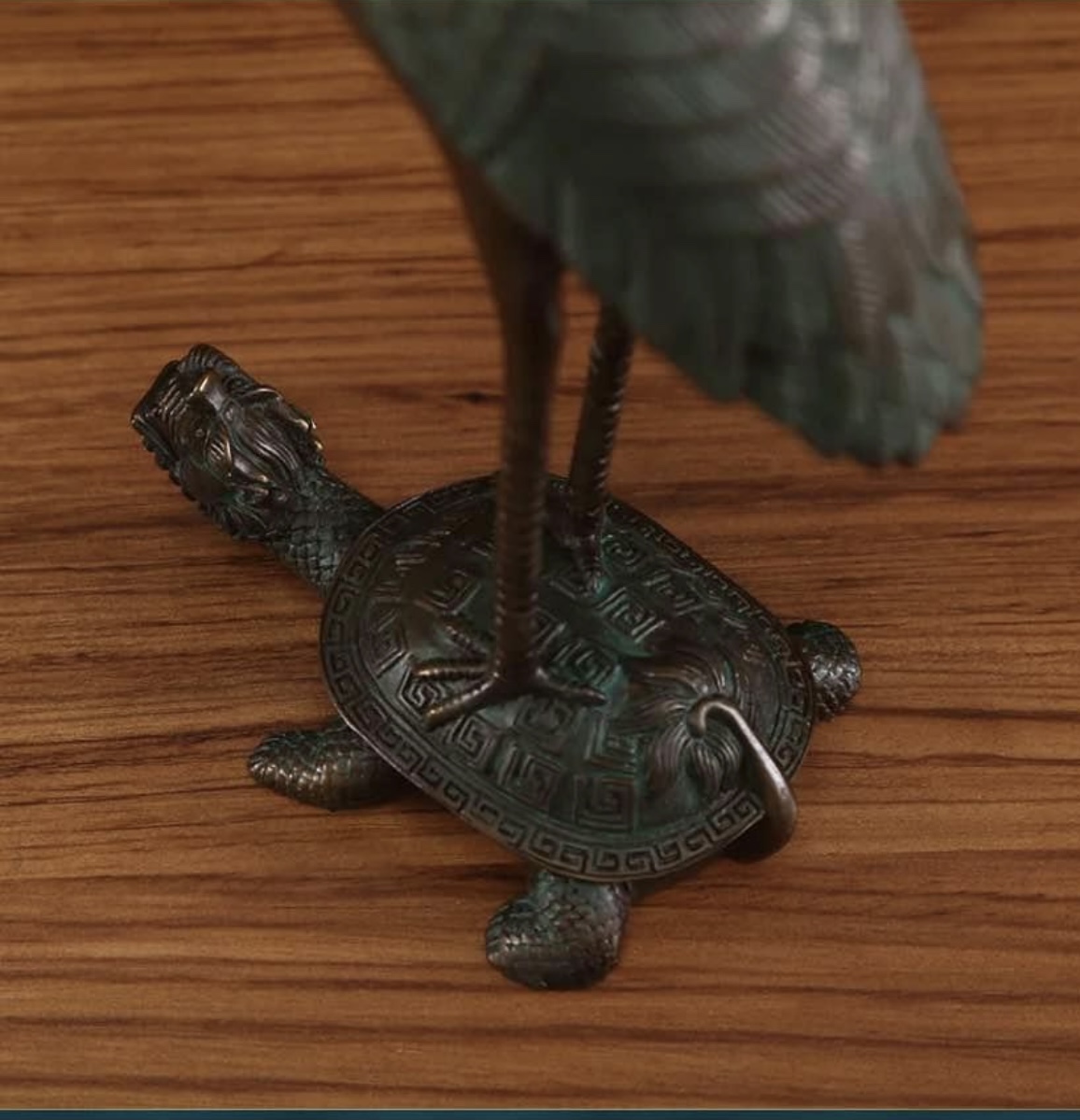 Brass Crane on Turtle - photo 3