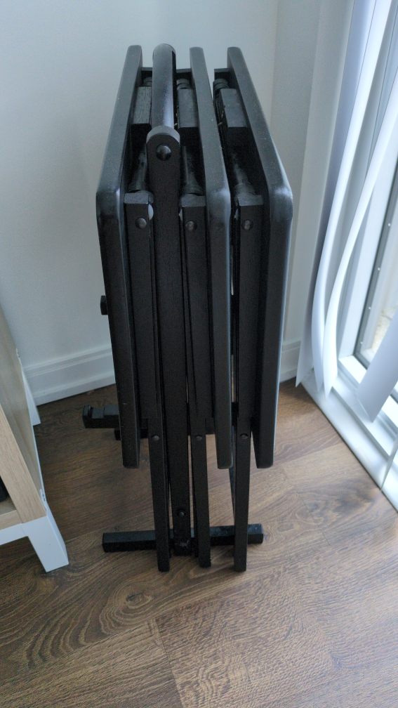 Folding TV Tray Tables w Compact Storage Rack, Black, 4 Pc Set - photo 3