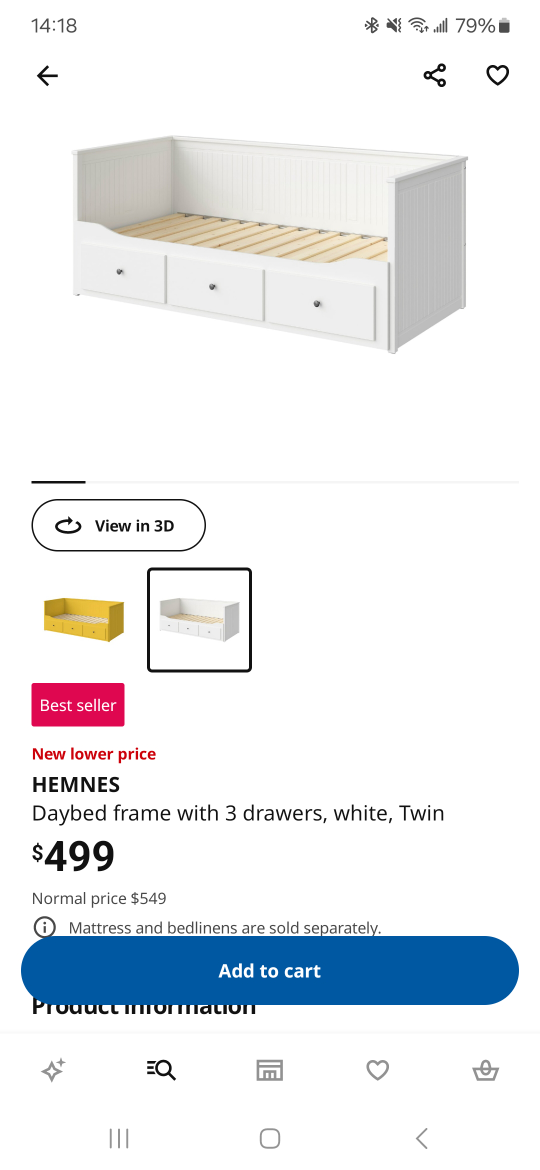 IKEA Hemnes Day Bed, 3 drawers,  white,  twin, with mattress - photo 2