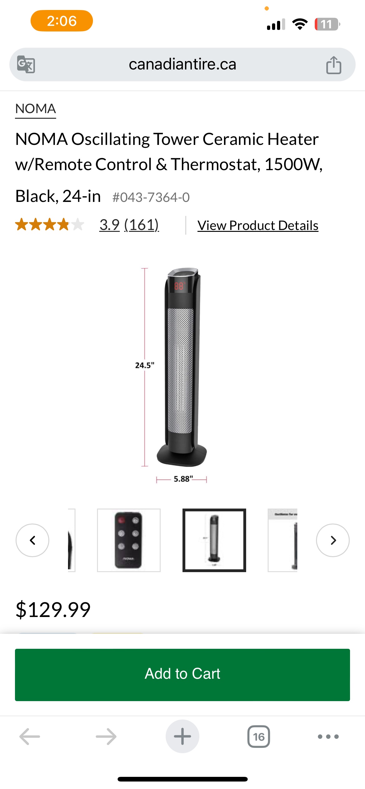 New NOMA Oscillating Tower Ceramic Heater w/Remote Control - photo 4
