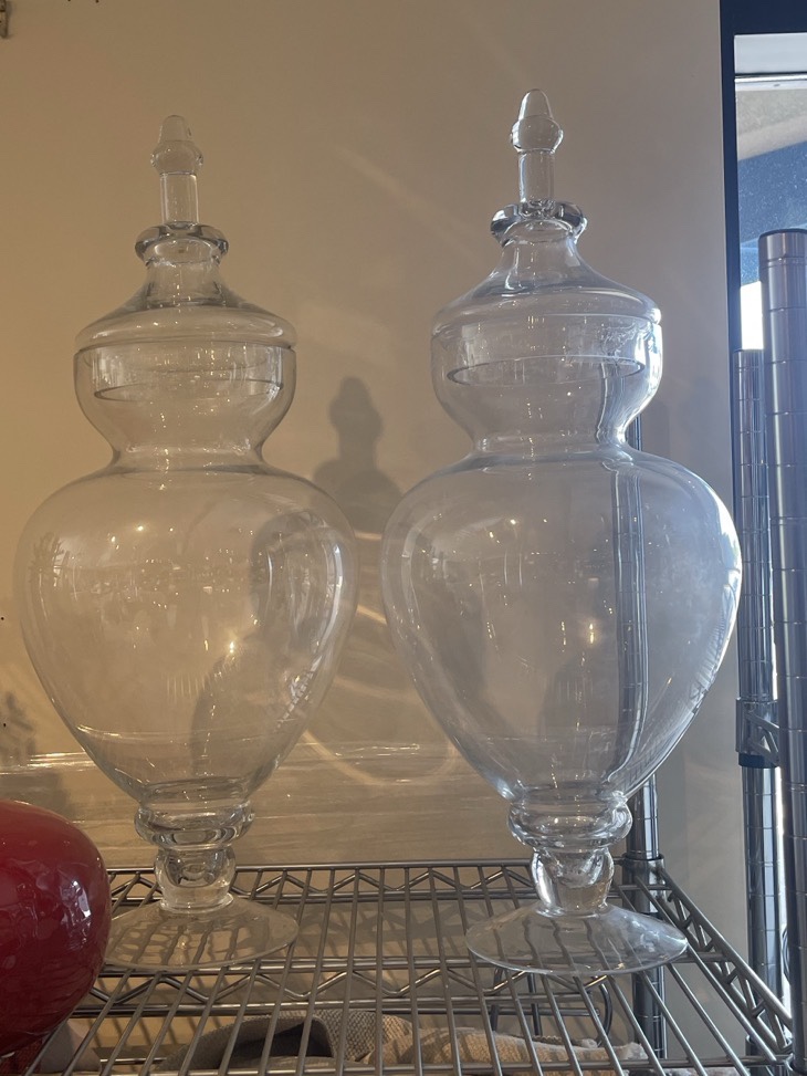 A pair of extra large vintage glass jars thumbnail
