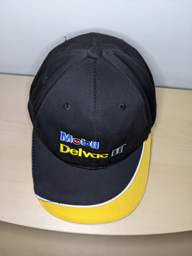 ⚽ Mobil Delvac 1 Baseball Hat Ball Cap Adjustable Black & Yellow image indicator(2)