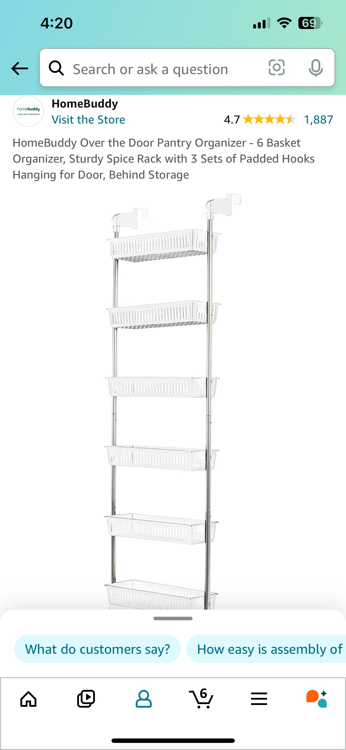 Door pantry organizer
