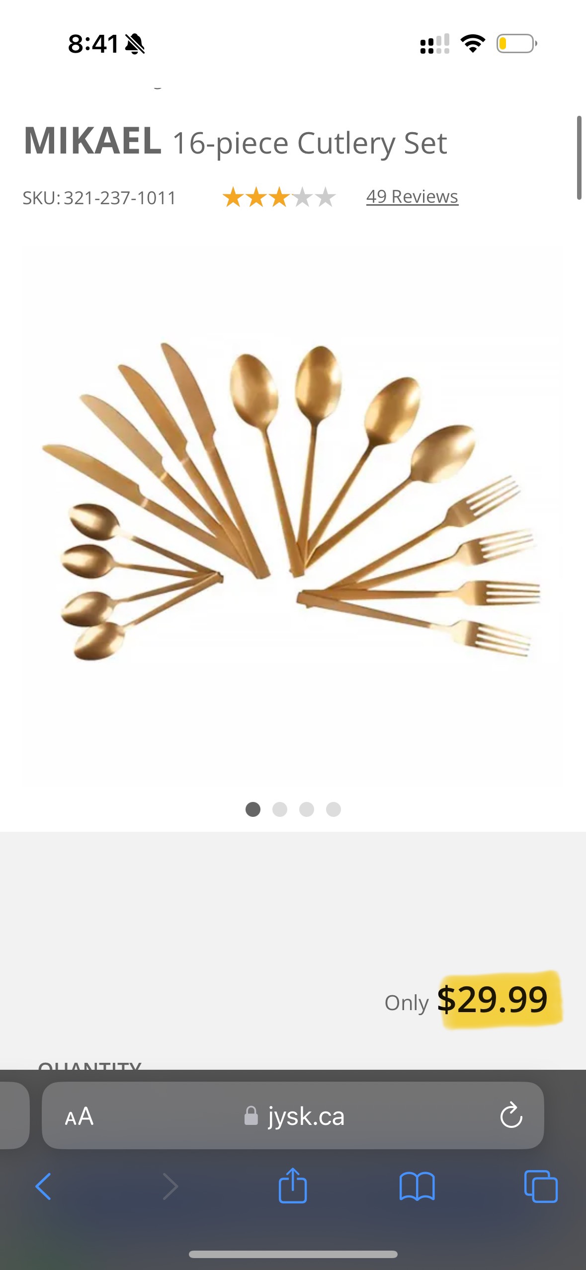 Cutlery 32-piece set gold JYSK - photo 2