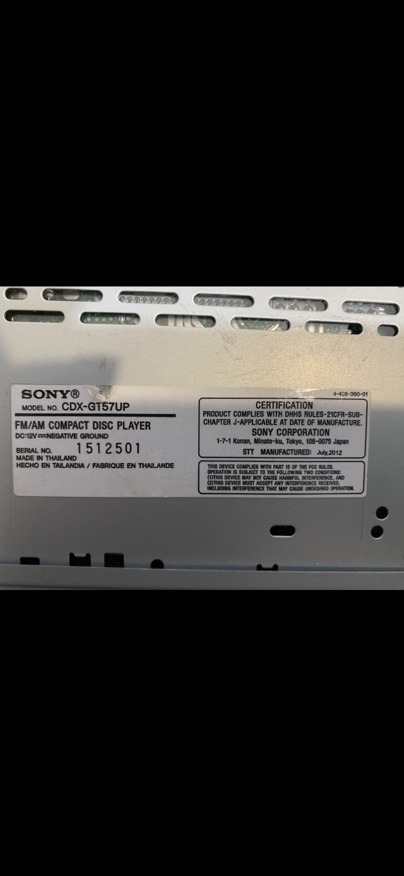 Sony FM/AM Compact disc player image indicator(4)
