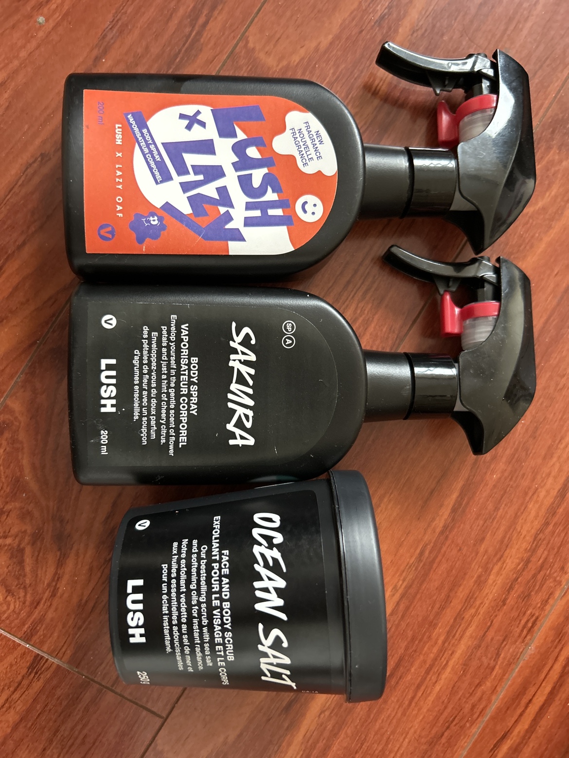 Body sprays and scrubs
