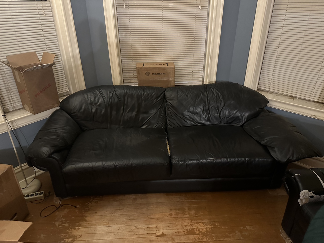 Leather love seat
