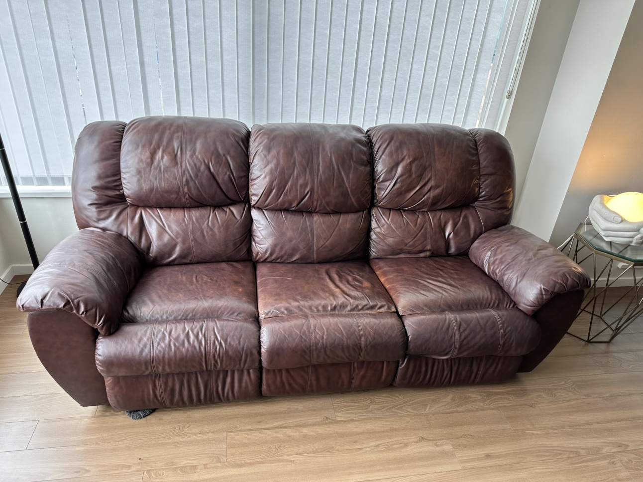 Gifting- Brown Faux Leather Reclining Sofa - photo 5