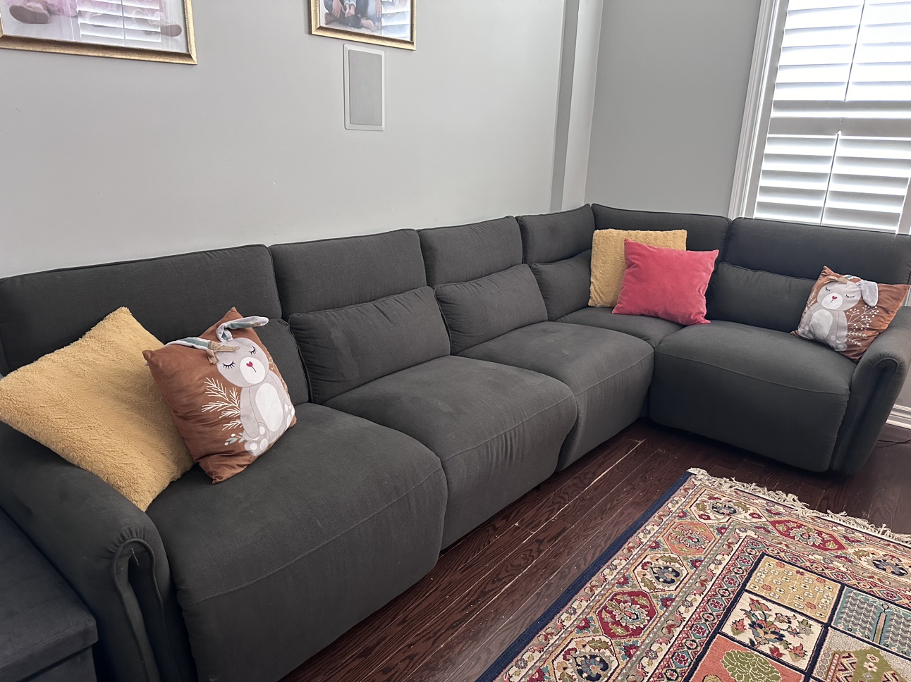 Sectional sofas with 2 electrical recline seats at both sides