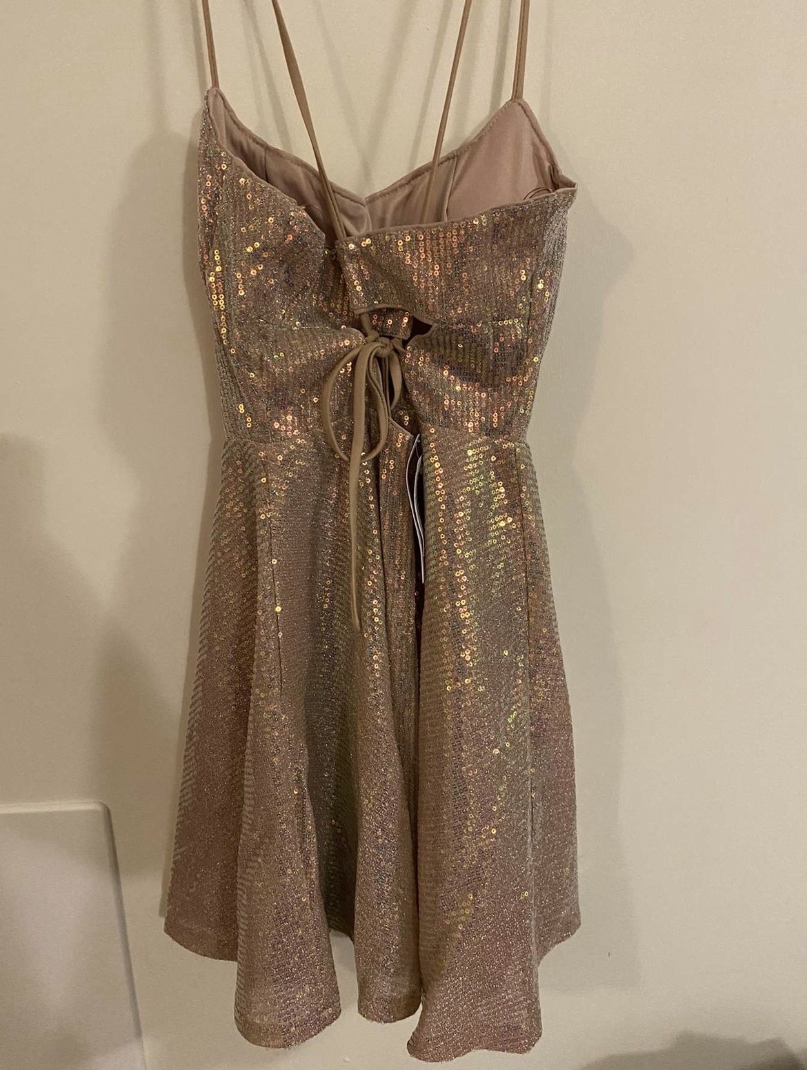 NEW Privy Womens Latte Danity Metallic Mini Dress, Sz M image indicator(4)