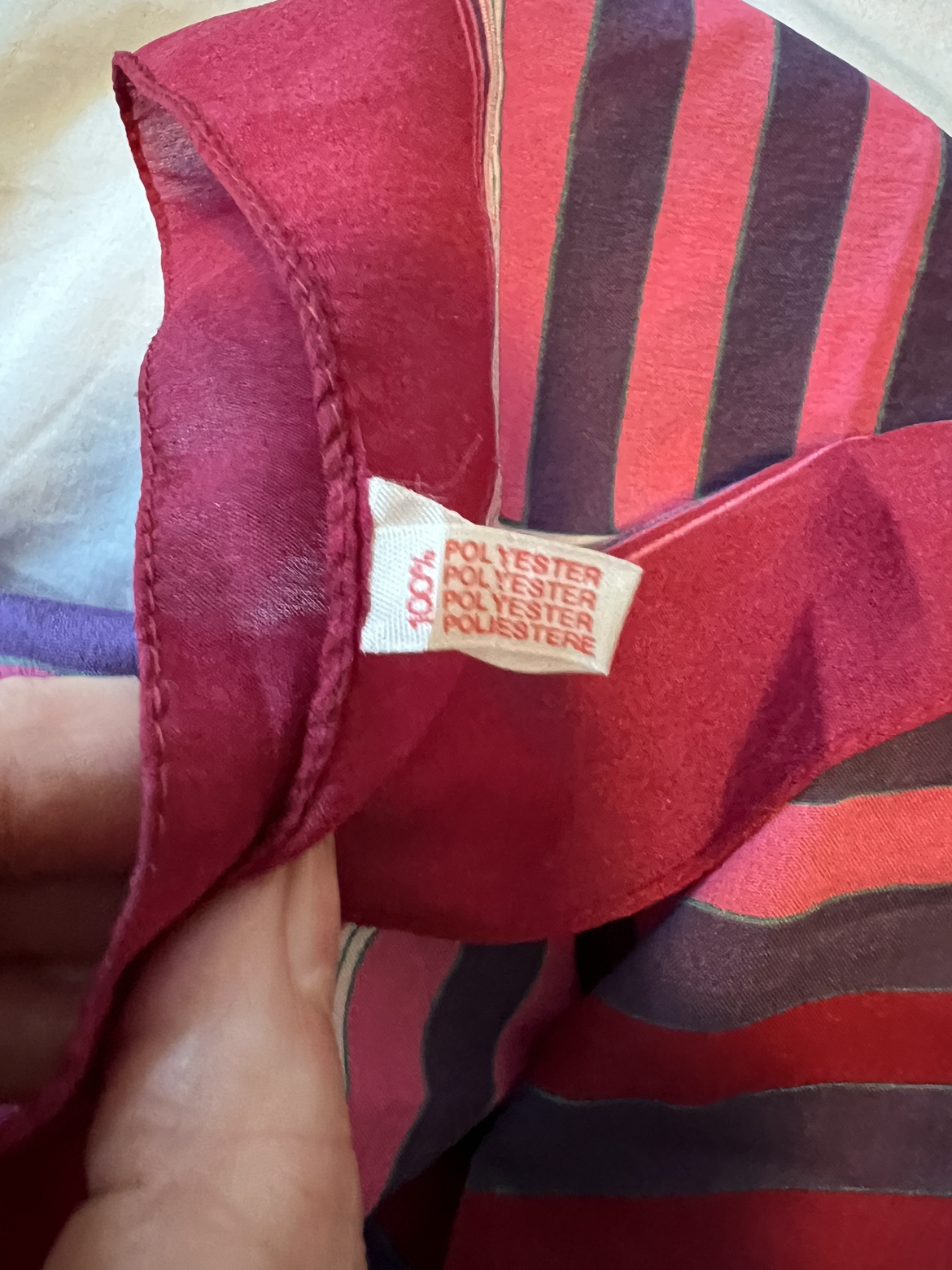 🎉 Red & Purple Striped Scarf (Made in Italy) #ThriftyPicks image indicator(2)