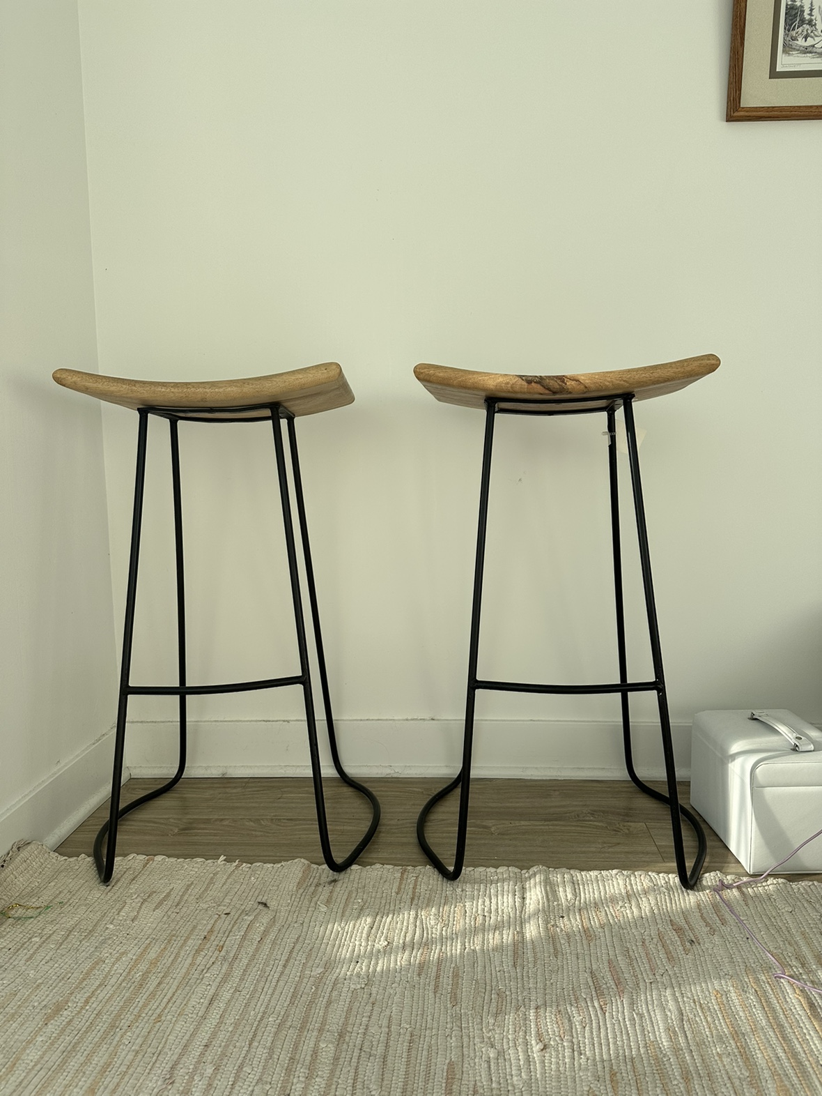 Set of Tall Oak Barstools