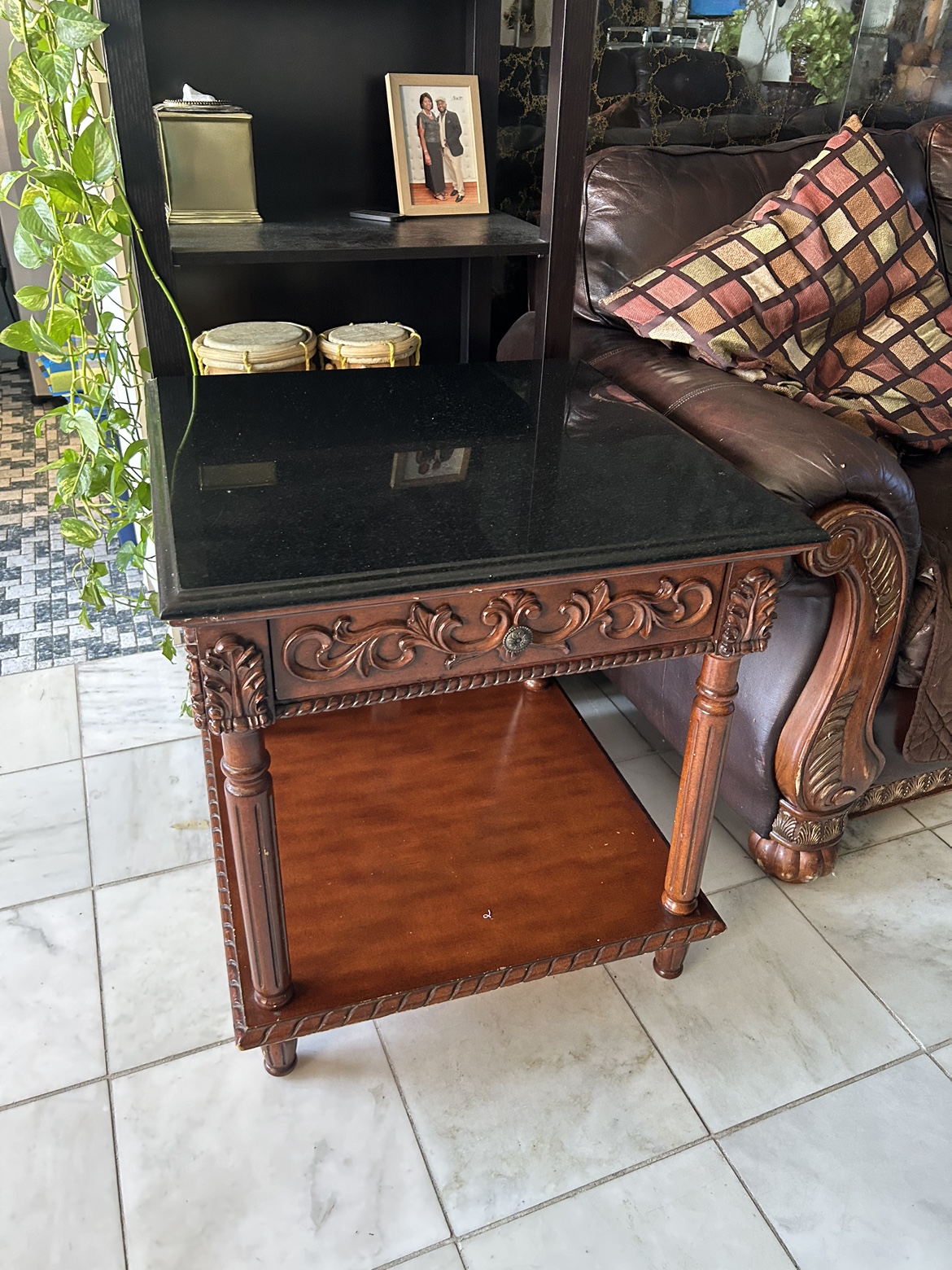 Side table. Stone top