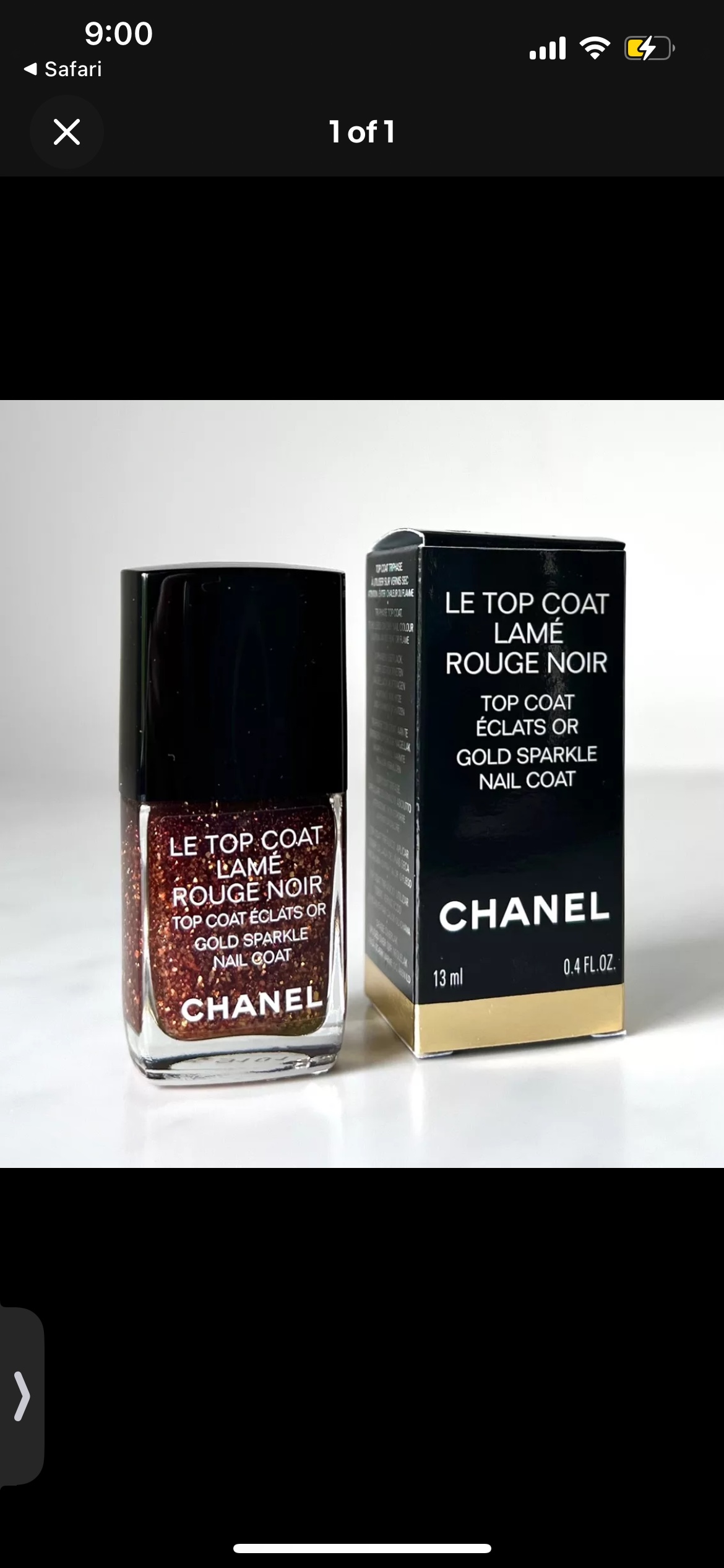 CHANEL LE TOP COAT Gold Sparkle Rouge Noir NAIL POLISH