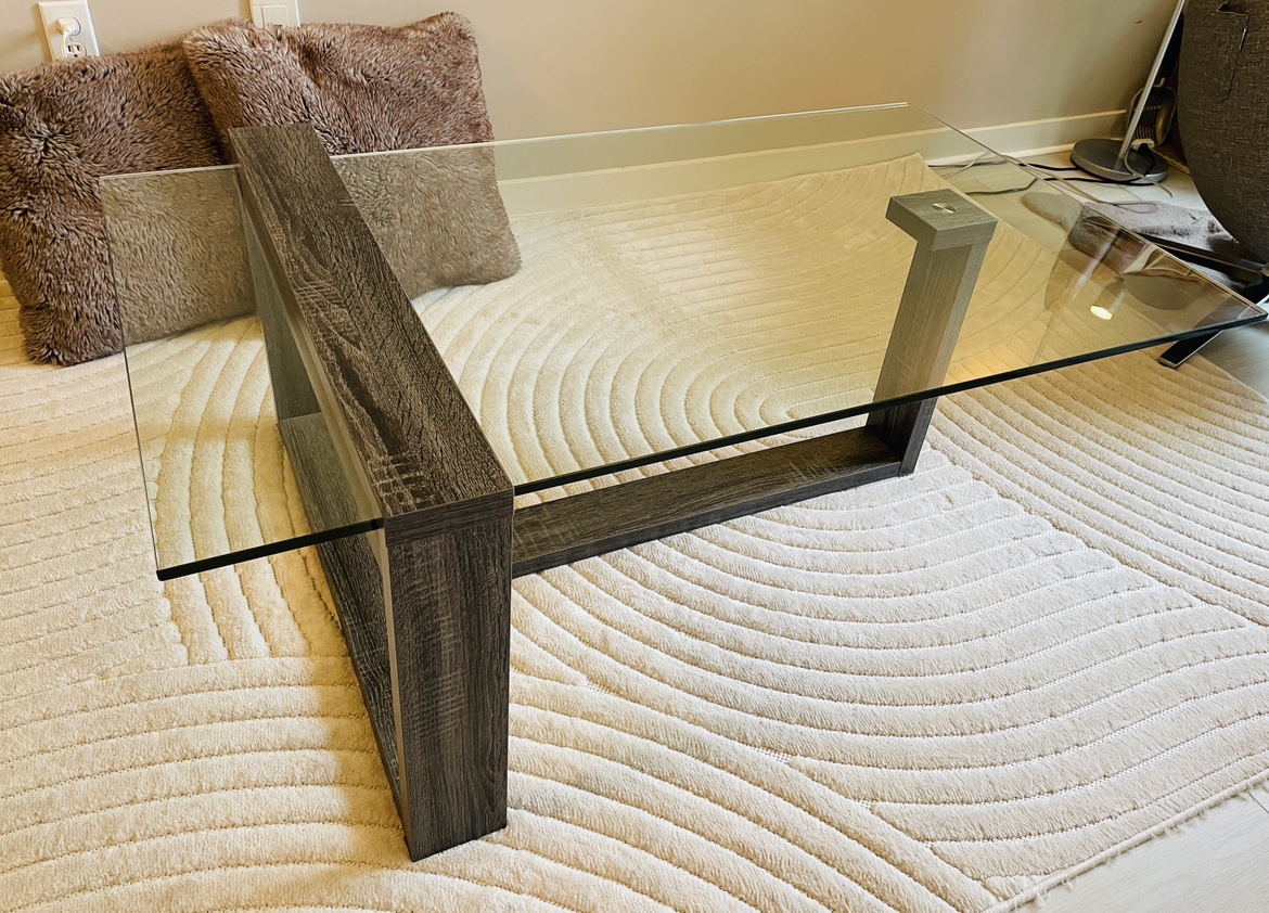 Coffee Table / Glass Top Coffee Table - Distressed Grey - photo 5